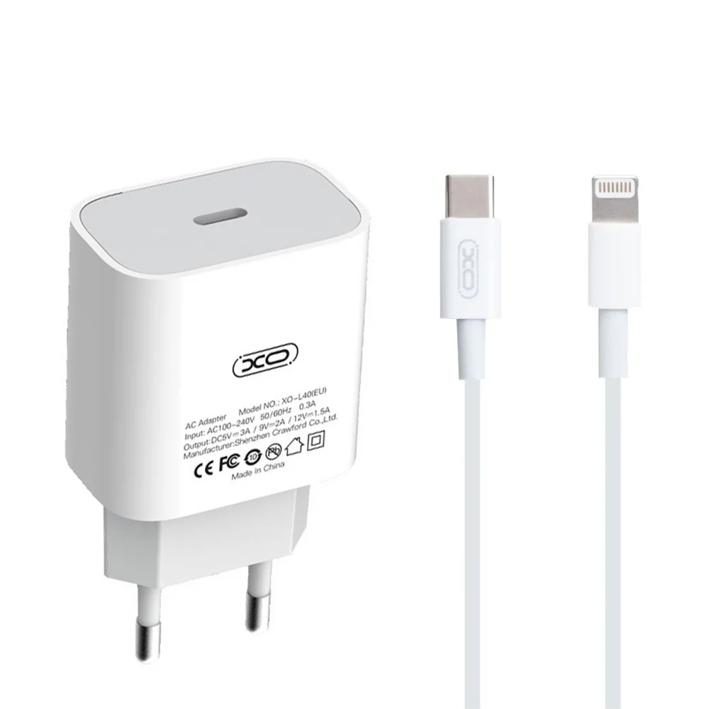 СЗУ XO L40 адаптер PD / 3A / 18W / Fast charging white