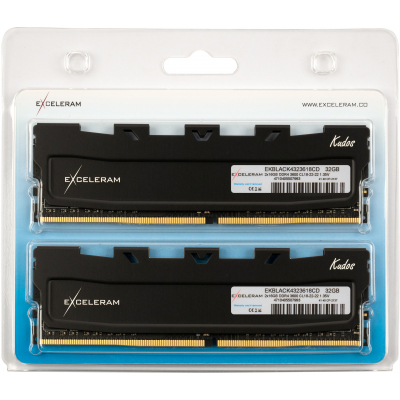 Модуль памяти для компьютера Exceleram DDR4 32GB (2x16GB) 3600 MHz Black Kudos  (EKBLACK4323618CD) фото №2