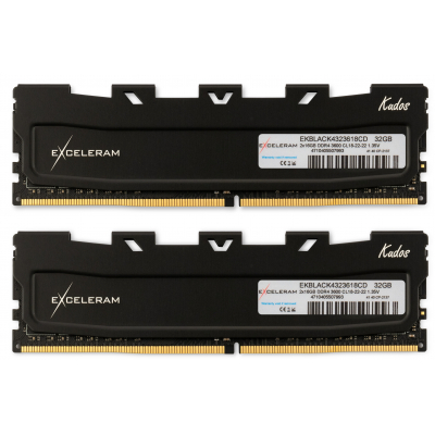 Модуль памяти для компьютера Exceleram DDR4 32GB (2x16GB) 3600 MHz Black Kudos  (EKBLACK4323618CD)