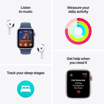 Смарт-годинник Apple Watch SE 2024 GPS 44mm Starlight Aluminium Case with Starlight Sport Band - S/M (MXEU3QH/A) фото №3