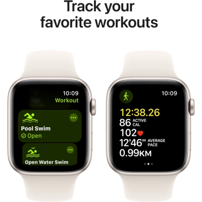 Смарт-годинник Apple Watch SE 2024 GPS 44mm Starlight Aluminium Case with Starlight Sport Band - S/M (MXEU3QH/A) фото №6