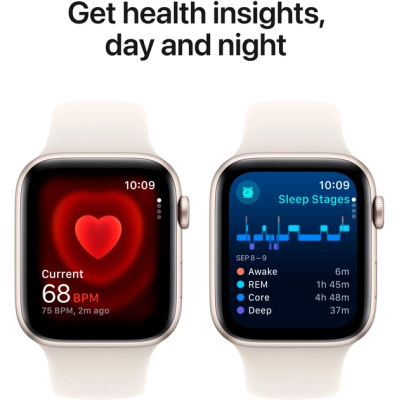 Смарт-годинник Apple Watch SE 2024 GPS 44mm Starlight Aluminium Case with Starlight Sport Band - M/L (MXEV3QH/A) фото №5
