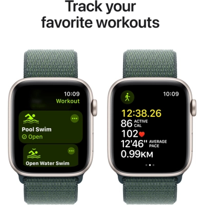 Смарт-часы Apple Watch SE 2024 GPS 44mm Starlight Aluminium Case with Lake Green Sport Loop (MXEW3QH/A) фото №6