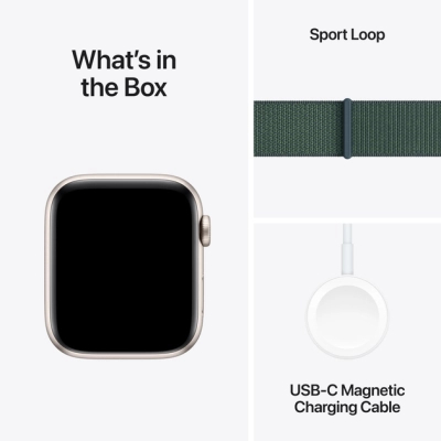 Смарт-часы Apple Watch SE 2024 GPS 44mm Starlight Aluminium Case with Lake Green Sport Loop (MXEW3QH/A) фото №7