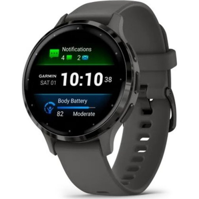 Смарт-годинник Garmin Venu 3S Slate Stainless Steel Bezel with Pebble Gray Case and Silicone Band (010-02785-00)