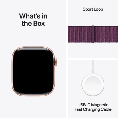 Смарт-часы Apple Смарт-годинник  Watch Series 10 GPS 42mm Rose Gold Aluminium Case with Plum Sport Loop (MWWK3QH/A) фото №9