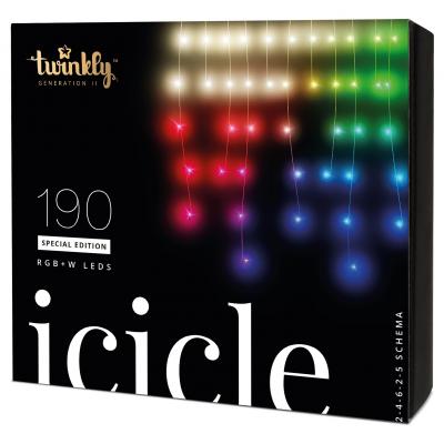Гірлянда Twinkly Smart LED Icicle RGBW 190, BT   WiFi, Gen II, IP44 кабель пр (TWI190SPP-TEU)