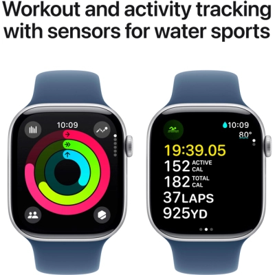 Смарт-часы Apple Watch Series 10 GPS 46mm Silver Aluminium Case with Denim Sport Band - S/M (MWWL3QH/A) фото №4