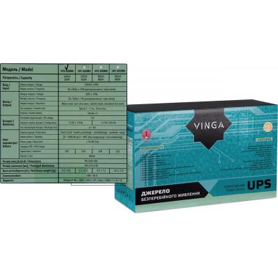 Источник бесперебойного питания Vinga LED 600VA metal case with USB (VPE-600MU) фото №12