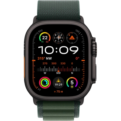 Смарт-годинник Apple Watch Ultra 2 2024 GPS + Cellular 49mm Black Titanium Case with Dark Green Alpine Loop - Large (MX4T3UL/A) фото №2