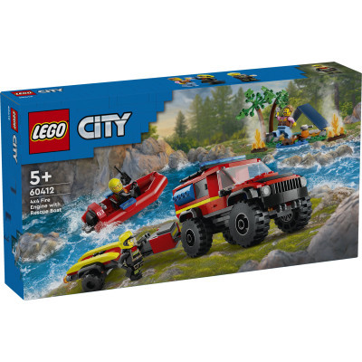 Конструктор Lego City Пожежний позашляховик з рятувальним човном 301 деталей (60412)