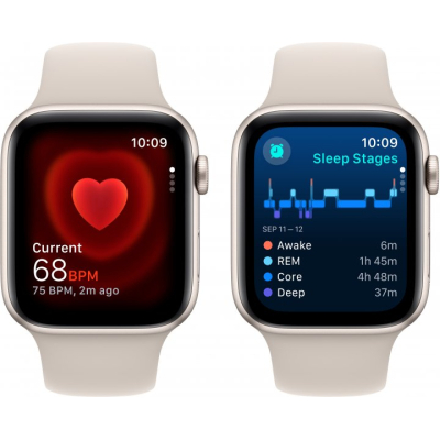 Смарт-часы Apple Watch SE 2023 GPS 44mm Starlight Aluminium Case with Starlight Sport Band - M/L (MRE53QP/A) фото №5
