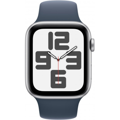 Смарт-часы Apple Watch SE 2023 GPS 44mm Silver Aluminium Case with Storm Blue Sport Band - S/M (MREC3QP/A) фото №2