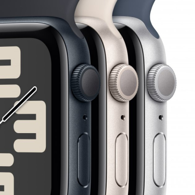Смарт-часы Apple Watch SE 2023 GPS 44mm Silver Aluminium Case with Storm Blue Sport Band - S/M (MREC3QP/A) фото №3