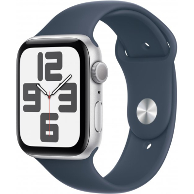 Смарт-часы Apple Watch SE 2023 GPS 44mm Silver Aluminium Case with Storm Blue Sport Band - S/M (MREC3QP/A)