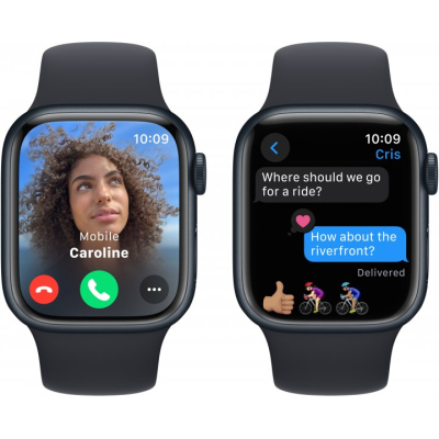 Смарт-часы Apple Watch Series 9 GPS 41mm Midnight Aluminium Case with Midnight Sport Band - S/M (MR8W3QP/A) фото №6