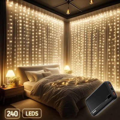 Гірлянда Colorway Штора завіса 3 x 2 м 240 LED USB теплий колір (CW-GW-240L32U) фото №2