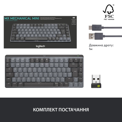 Клавиатура Logitech MX Mechanical Mini Minimalist UA Graphite (920-010780) фото №12