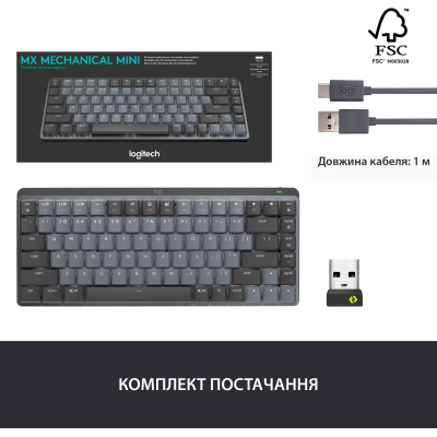 Клавиатура Logitech MX Mechanical Mini Minimalist UA Graphite (920-010780) фото №9