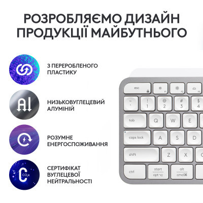 Клавиатура Logitech MX Keys S Wireless UA Pale Grey (920-011588) фото №5
