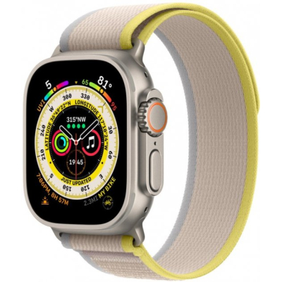 Smart часы Apple Watch Ultra GPS   Cellular, 49mm Titanium Case with Yellow/Beige Trail Loop M/L (MQFU3UL фото №2