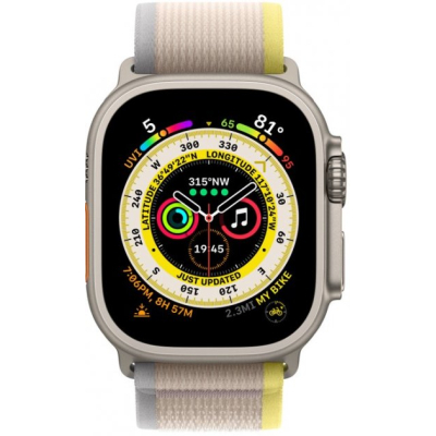 Smart часы Apple Watch Ultra GPS   Cellular, 49mm Titanium Case with Yellow/Beige Trail Loop M/L (MQFU3UL фото №4