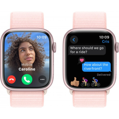 Смарт-часы Apple Watch Series 9 GPS 41mm Pink Aluminium Case with Light Pink Sport Loop (MR953QP/A) фото №6