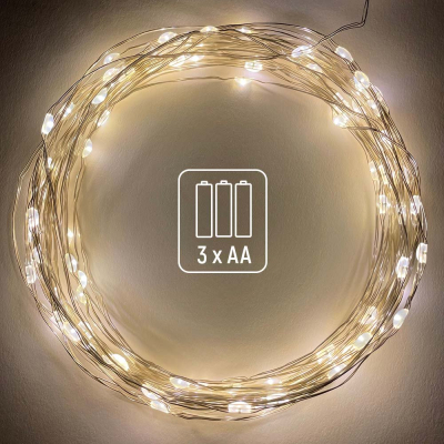 Гирлянда Colorway Струна LED 100 10 м теплий колір 3 AA Battery (CW-G-100L10NB) фото №4